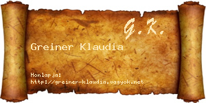 Greiner Klaudia névjegykártya